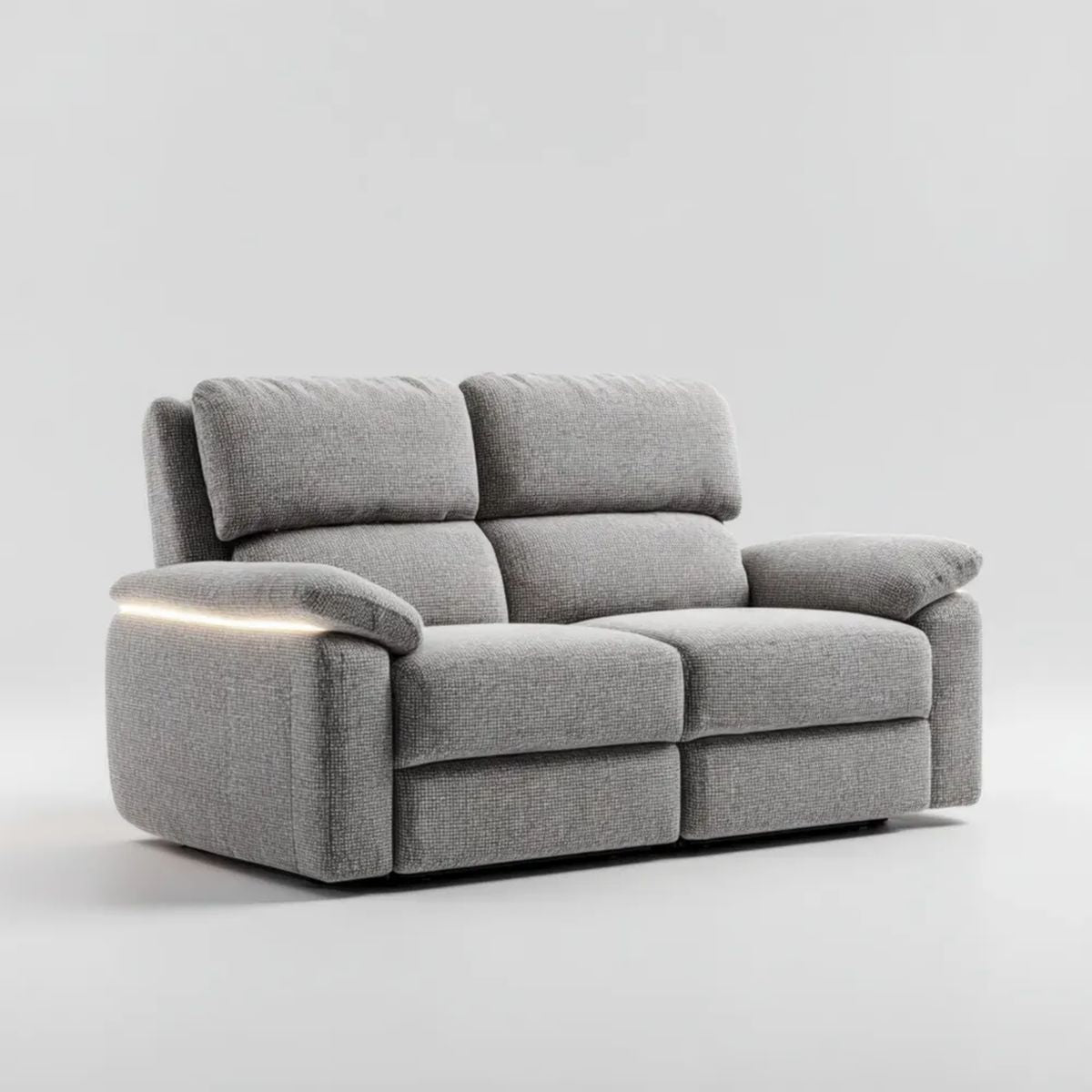 Sofa 2-osobowa szara z tapicerką poliestrową i oświetleniem LED 180 x 95 x 95 cm