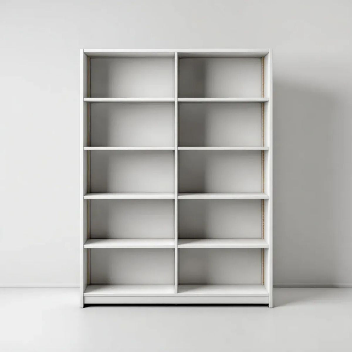 Biały regał na książki z płyty wiórowej laminowanej 80 × 30 × 180 cm, 10 otwartych wnęk