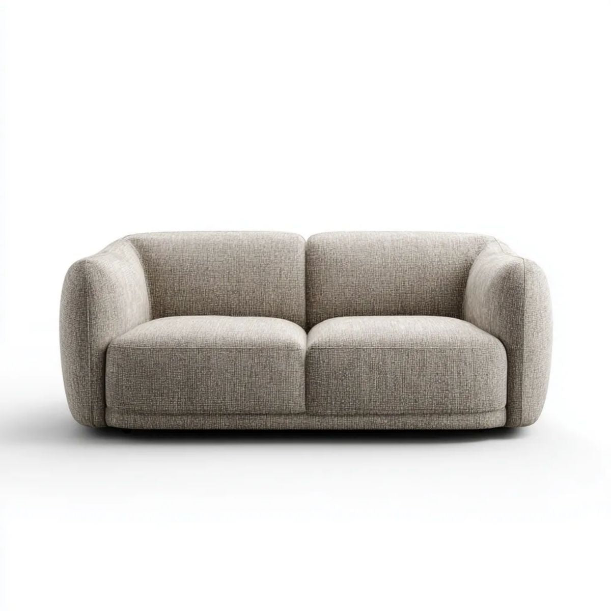 Zaokrąglona sofa dwuosobowa beżowa z tapicerką poliestrową, 180 x 90 x 72 cm