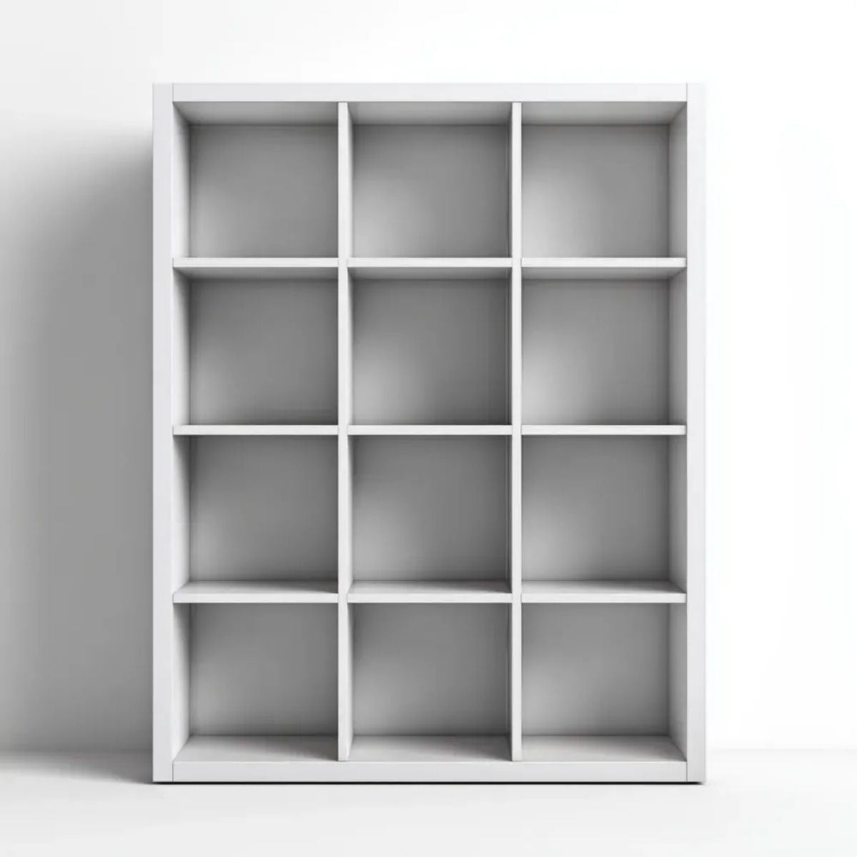 Biały regał biblioteczny z płyty wiórowej laminowanej, 90 x 30 x 120 cm, 12 przegródek