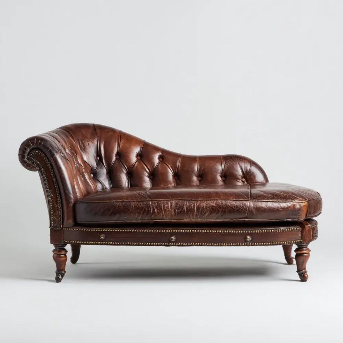 Szezlong Chesterfield ze skóry PU, ciemnobrązowy, 175 x 75 x 82 cm
