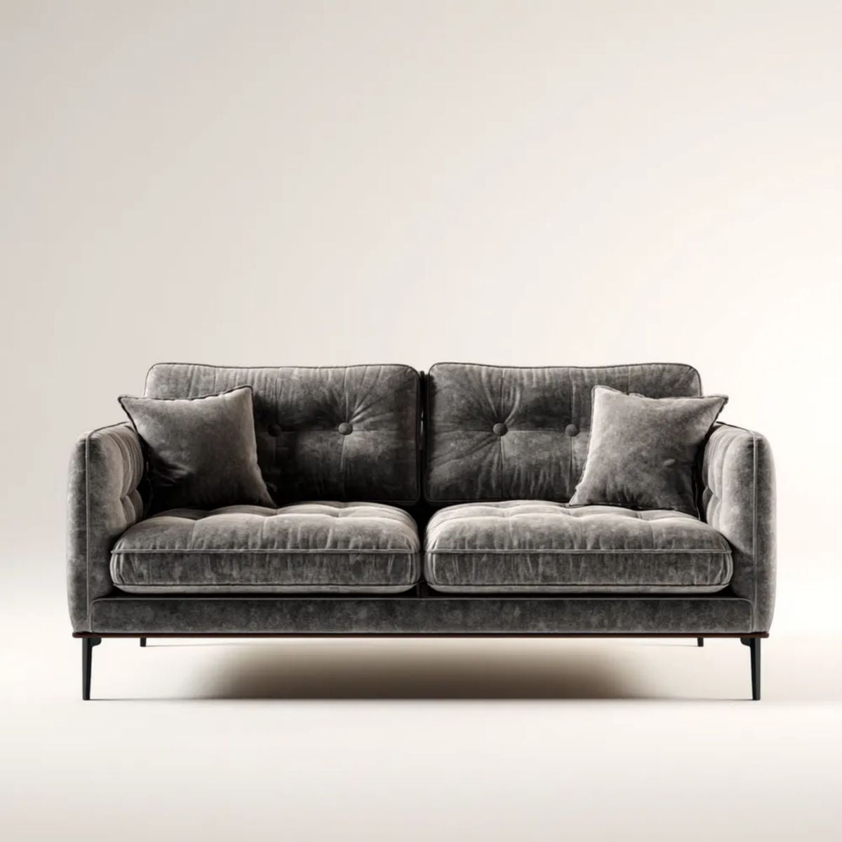 Dwuosobowa sofa aksamitna szara 180 x 90 x 85 cm