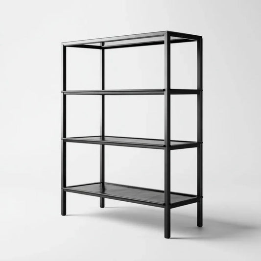Regał metalowy czarny ze stali 80 x 35 x 160 cm, 4 półki