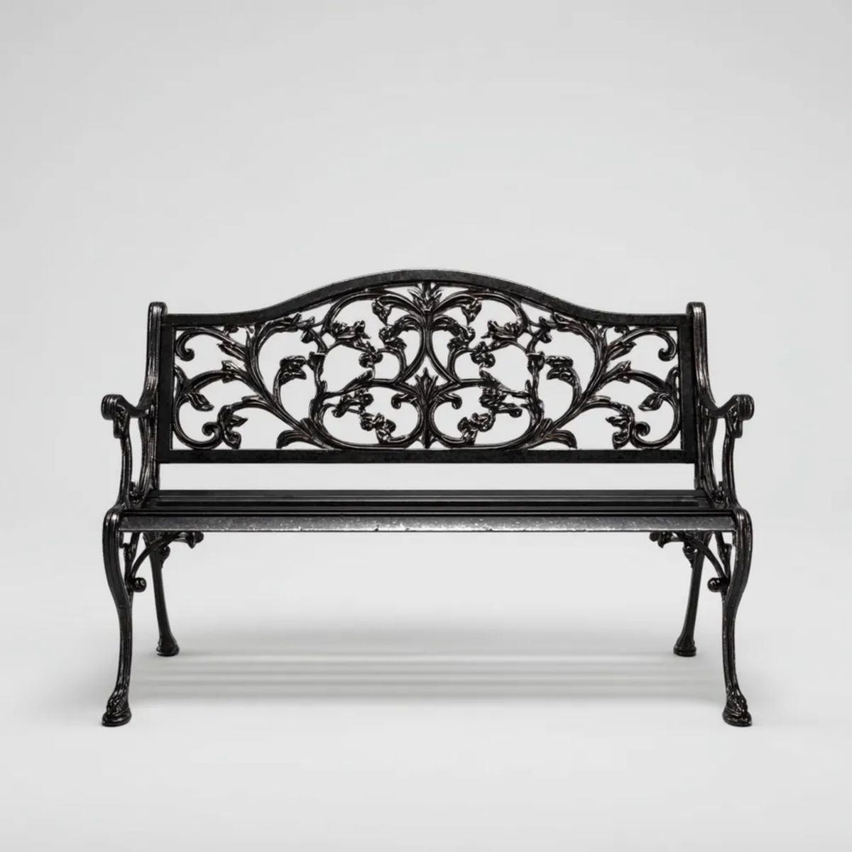 Dwuosobowa ławka ogrodowa z żeliwa czarna 122 x 56 x 87 cm