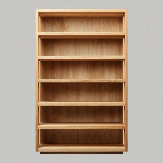 Drewniany regał biblioteczny w kolorze naturalnego dębu, 80 × 30 × 180 cm, 6 poziomów