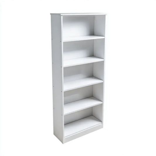 Regał stojący biały z płyty wiórowej laminowanej, 5 otwartych wnęk, 60 x 24 x 180 cm