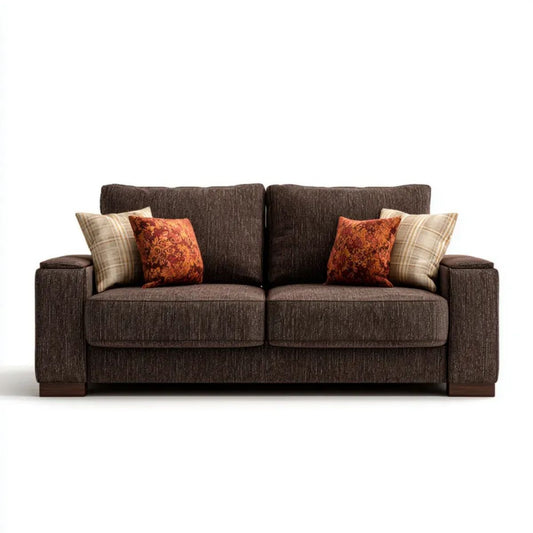 Sofa dwuosobowa ciemnobrązowa z tapicerką poliestrową, 180 x 90 x 88 cm