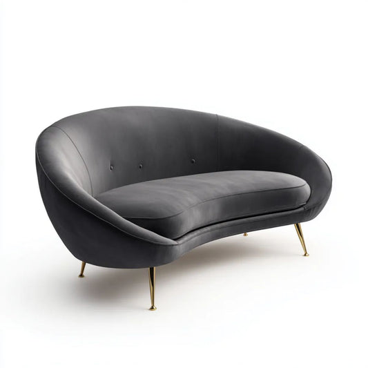 Dwuosobowa sofa aksamitna grafitowa ze złotymi metalowymi nogami, 160 x 78 x 75 cm