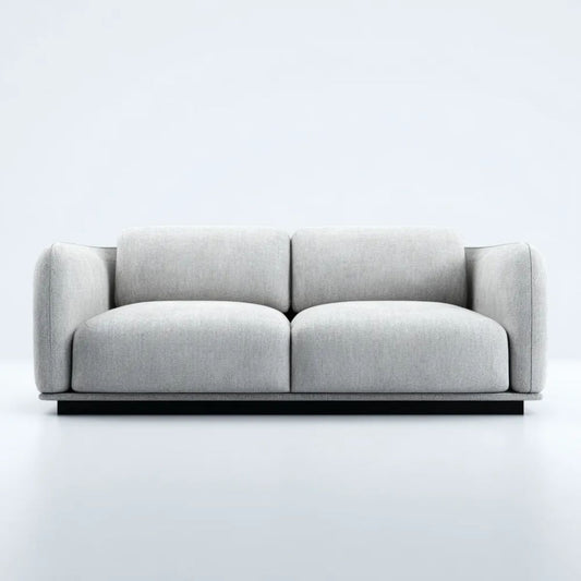 Sofa 2-osobowa jasnoszara z tapicerką poliestrową i czarną metalową podstawą, 200 x 90 x 82 cm