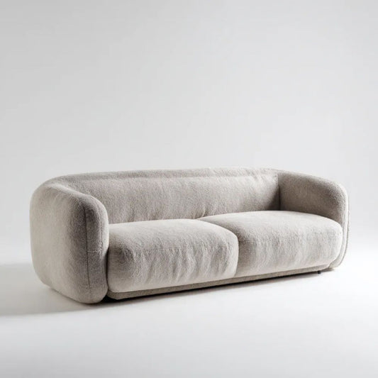 Kremowa sofa dwuosobowa z tapicerką bouclé 180 × 92 × 72 cm