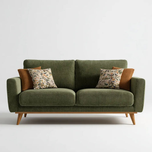 Dwuosobowa sofa z tkaniny sztruksowej oliwkowozielona 180 x 85 x 86 cm