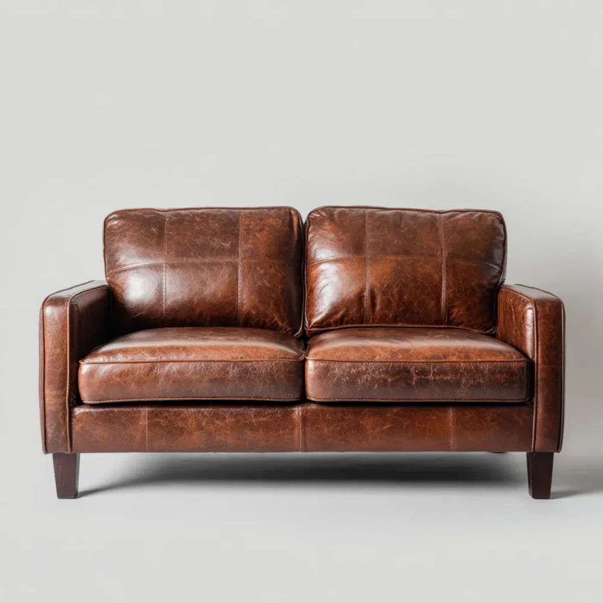 Dwuosobowa sofa ze skóry syntetycznej PU, brązowa, 150 x 85 x 88 cm