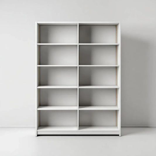Biały regał na książki z płyty wiórowej laminowanej 80 × 30 × 180 cm, 10 otwartych wnęk