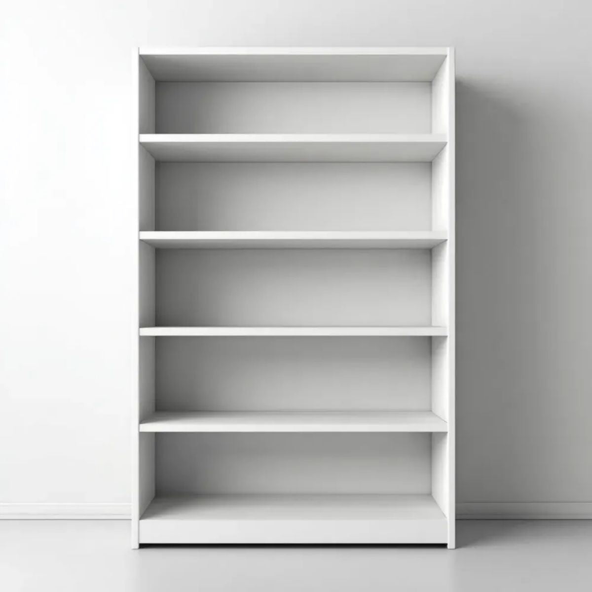 Biały regał biblioteczny z płyty wiórowej, 80 x 30 x 180 cm, 5 półek