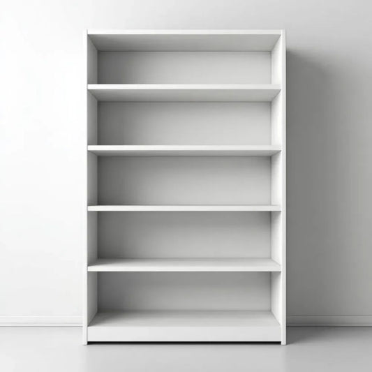 Biały regał biblioteczny z płyty wiórowej, 80 x 30 x 180 cm, 5 półek