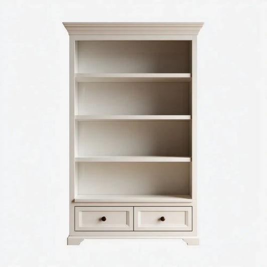 Kremowy regał z płyty MDF z 2 szufladami, 90 x 35 x 190 cm