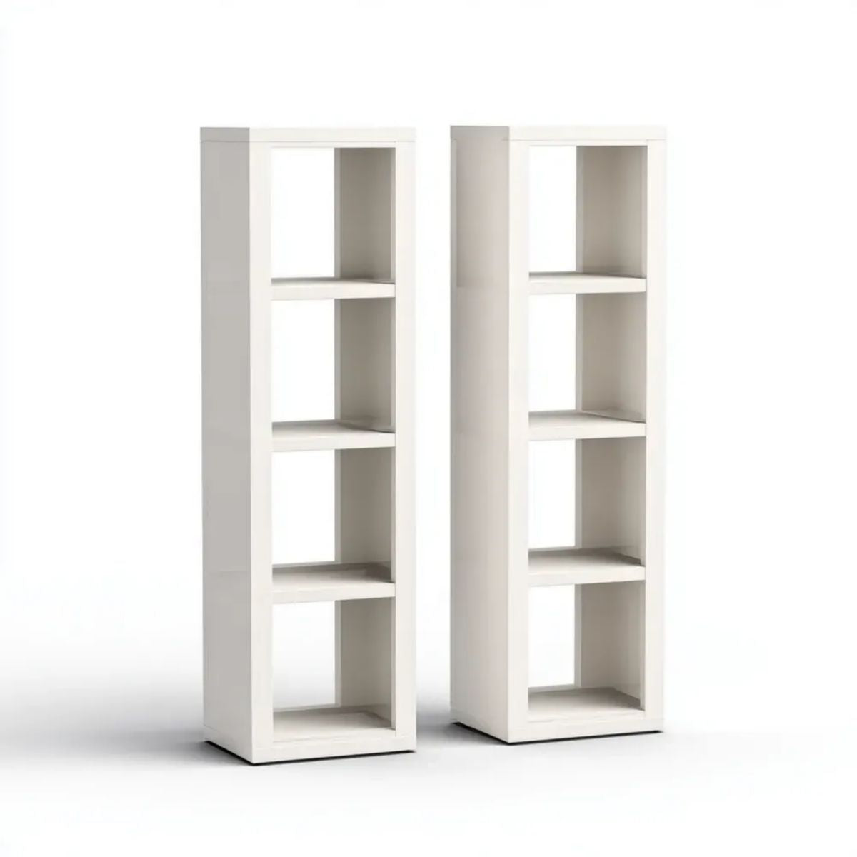 Zestaw 2 białych regałów słupkowych z płyty MDF, 30 x 30 x 120 cm