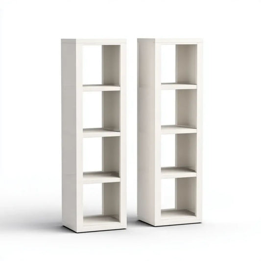 Zestaw 2 białych regałów słupkowych z płyty MDF, 30 x 30 x 120 cm