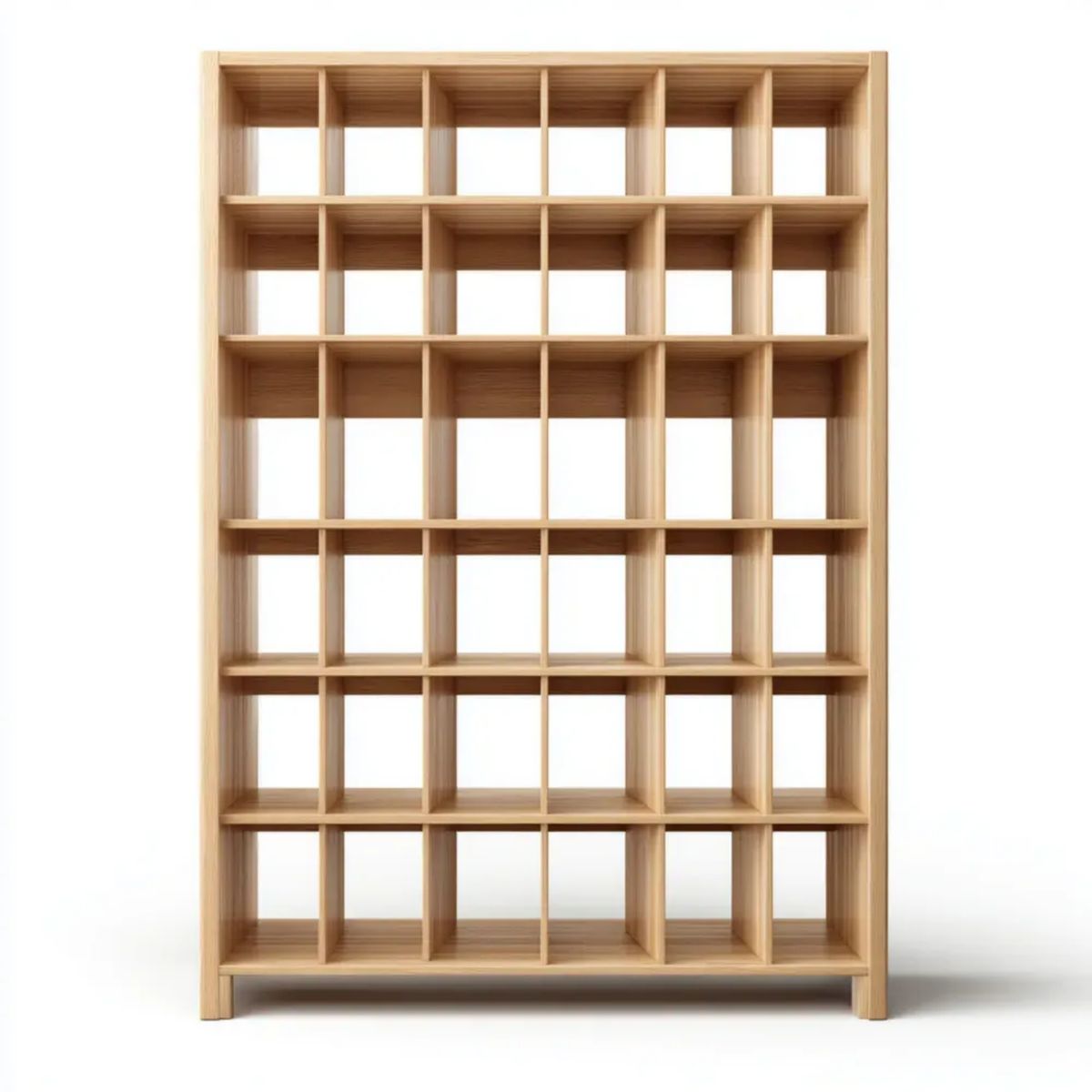 Drewniany regał z 36 otwartymi przegródkami, naturalny jasny brąz, 120 × 30 × 180 cm