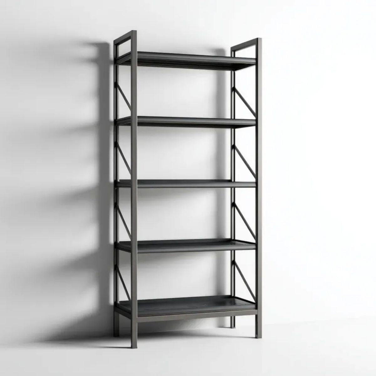 Regał metalowy stalowy czarny 80 × 35 × 180 cm, 5 półek