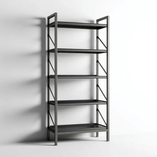 Regał metalowy stalowy czarny 80 × 35 × 180 cm, 5 półek