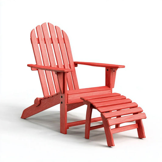 Czerwony fotel ogrodowy Adirondack z podnóżkiem z HDPE, 83 x 77 x 92 cm