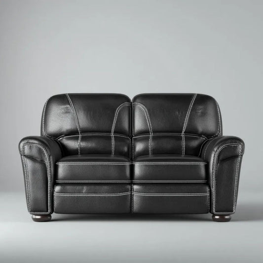 Czarna sofa dwuosobowa z tapicerką z ekoskóry PU, 160 x 90 x 95 cm