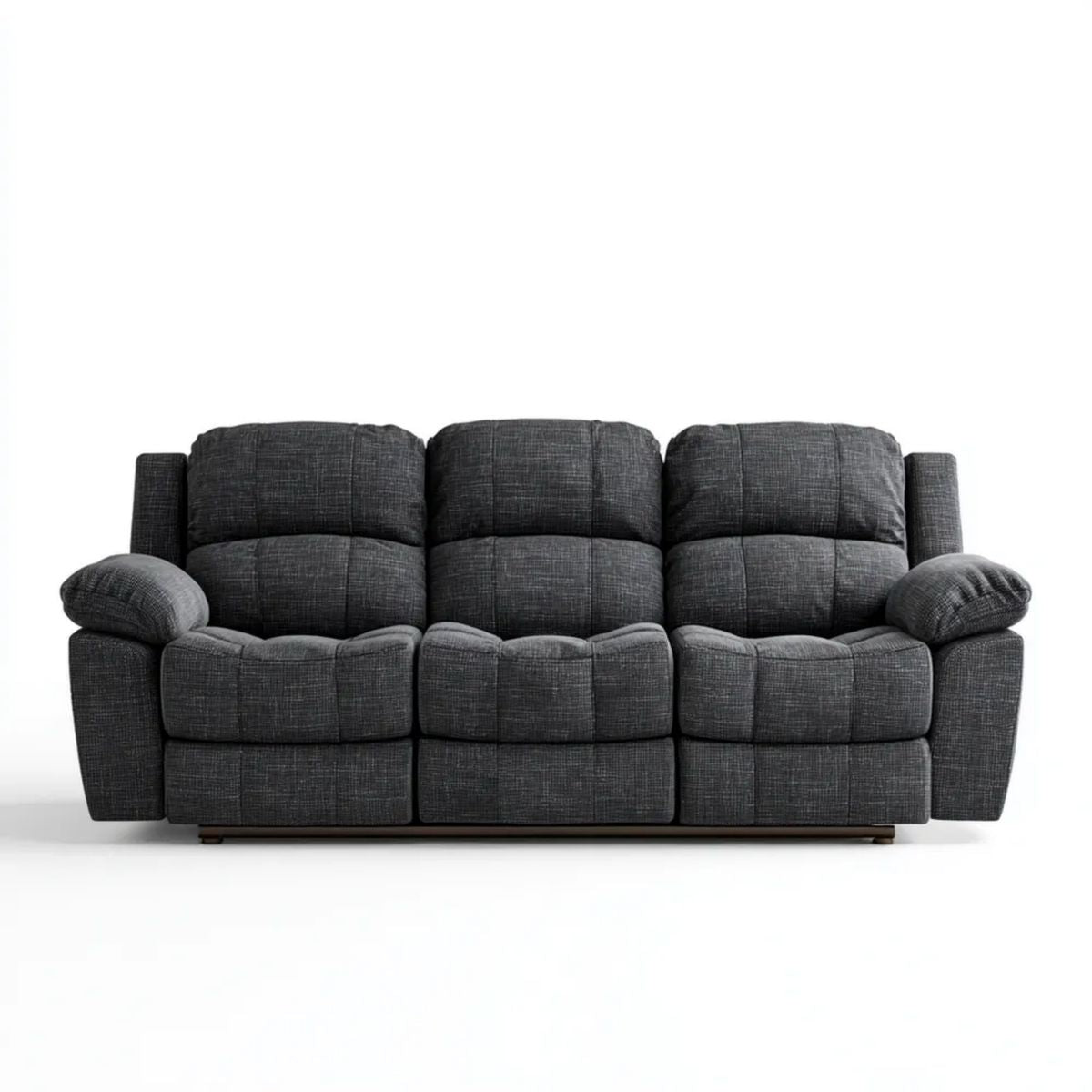 Sofa 3-osobowa ciemnoszara z tapicerką poliestrową, 225 × 95 × 100 cm