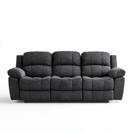 Sofa 3-osobowa ciemnoszara z tapicerką poliestrową, 225 × 95 × 100 cm