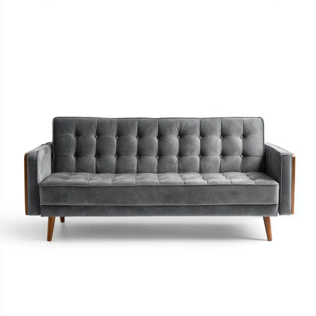 Trzyosobowa sofa z aksamitu szaro-brązowa 185 x 83 x 86 cm